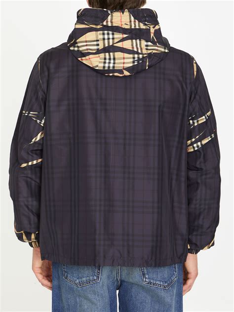 burberry sliced check jacket|Burberry funnel neck jacket.